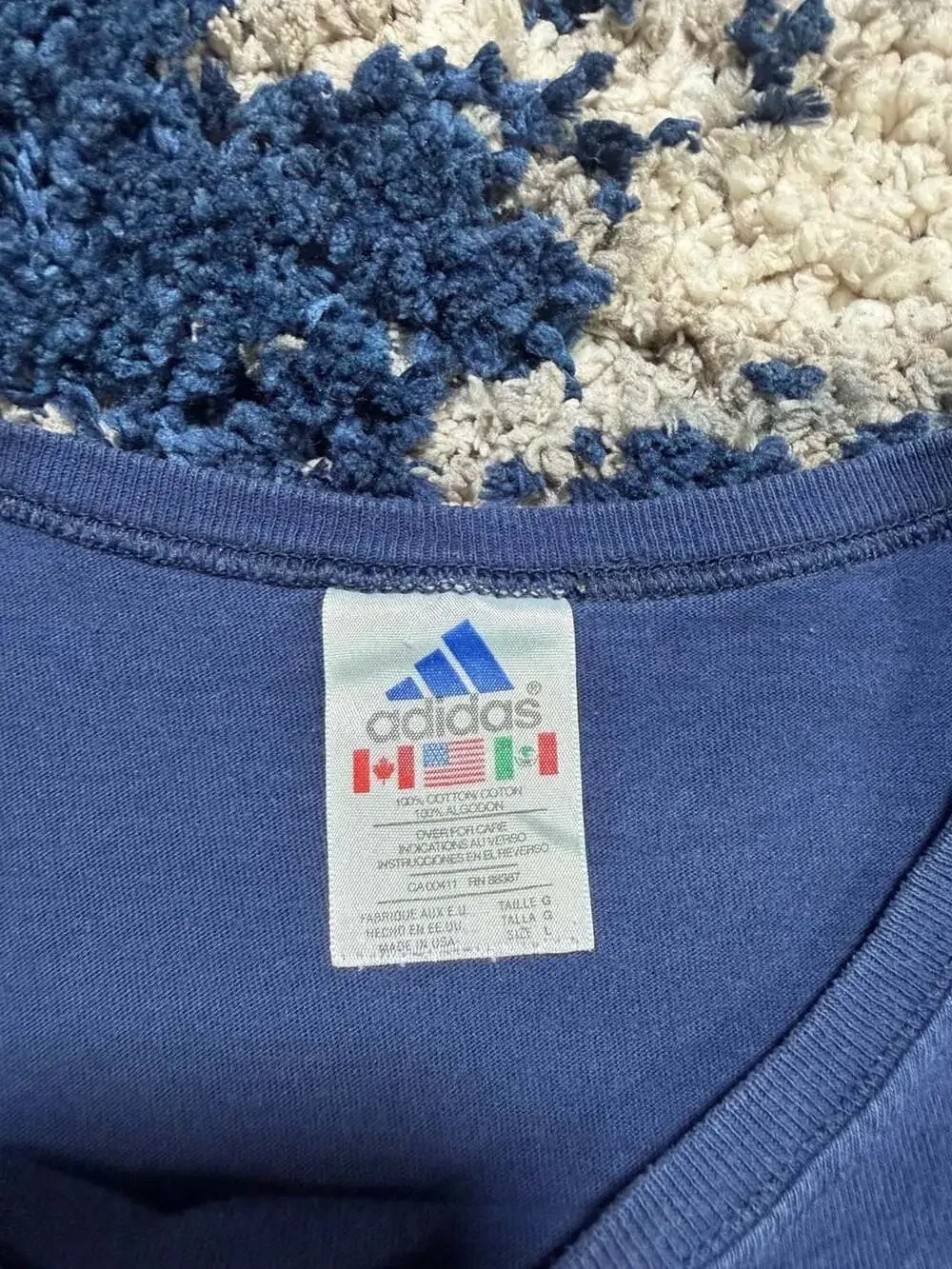 Adidas 90s Vintage Blue Short Sleeve Shirt Sz L